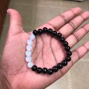 Cool and content white bracelet